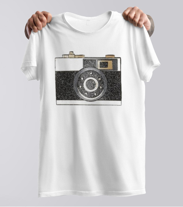 Sparkly Vintage Camera Design With Stars T-Shirt
