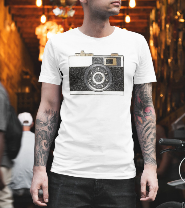 Sparkly Vintage Camera Design With Stars T-Shirt