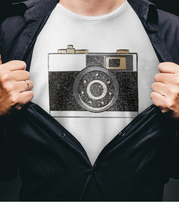 Sparkly Vintage Camera Design With Stars T-Shirt