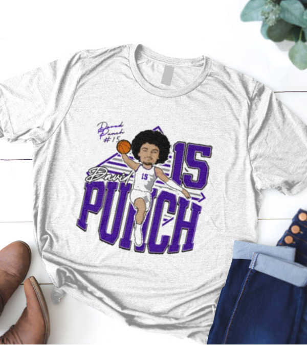 David Punch #15 TCU Basketball Player Caricature T-Shirt