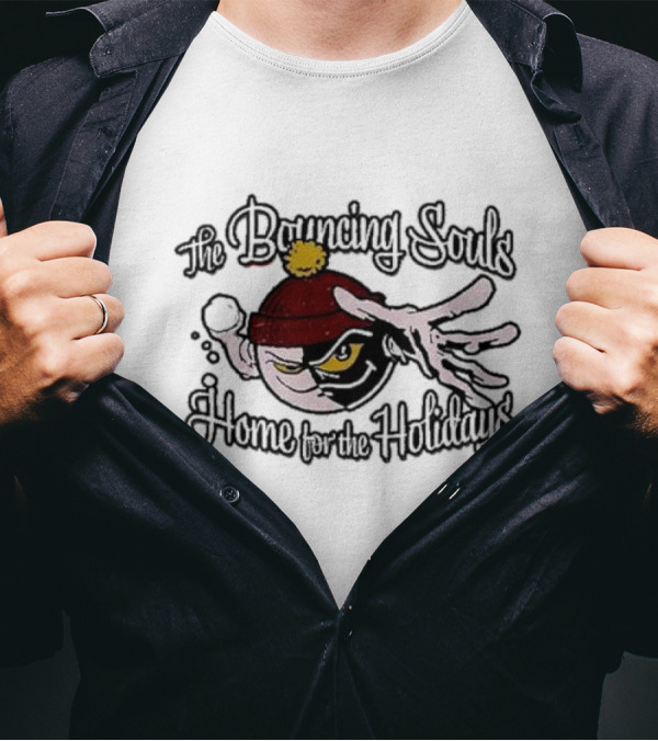 The Bouncing Souls Home For The Holidays December 28-29-30, 2024 Logo With Cartoon Eye In Hat And Glove T-Shirt