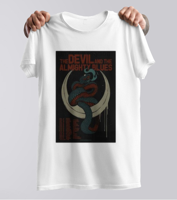 The Devil And The Almighty Blues United Kingdom Tour 2025 Snake On Crescent Moon T-Shirt
