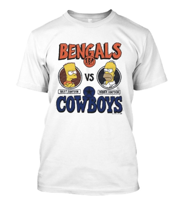 Bart Simpson Bengals Vs Homer Simpson Cowboys NFL Crossover T-Shirt