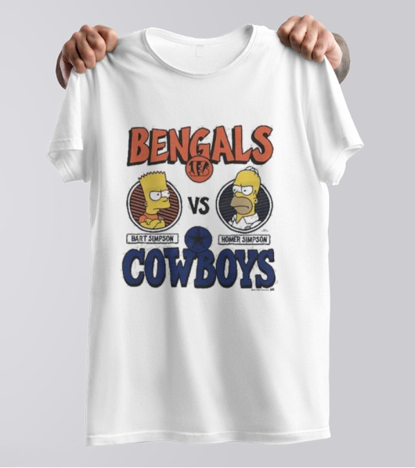 Bart Simpson Bengals Vs Homer Simpson Cowboys NFL Crossover T-Shirt