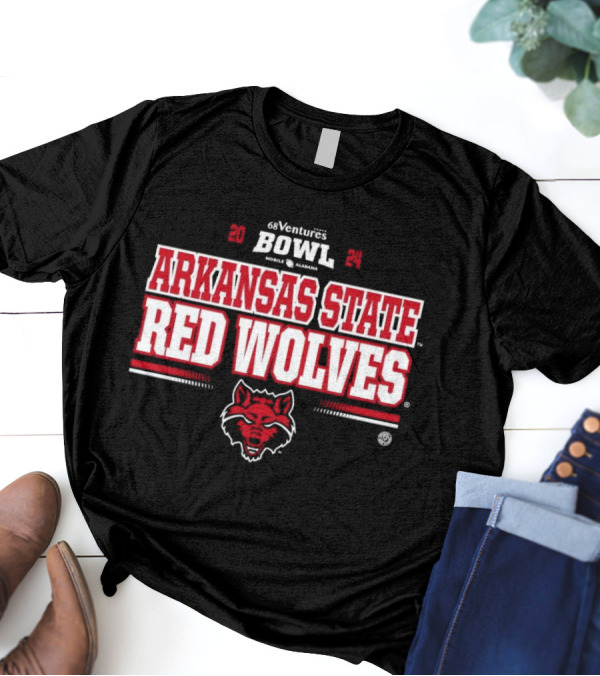 Arkansas State Red Wolves 2024 68 Ventures Bowl Mobile Alabama Sports Event T-Shirt