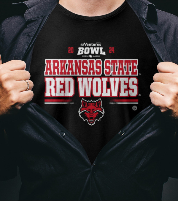 Arkansas State Red Wolves 2024 68 Ventures Bowl Mobile Alabama Sports Event T-Shirt