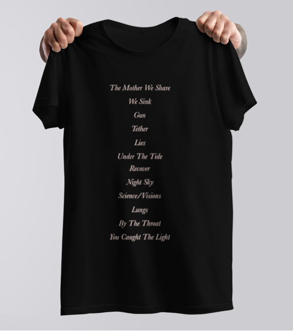 Chvrches The Bones Of What You Believe 10 Year Anniversary Tracklist Featuring The Mother We Share Tether Lies Recover Night Sky T-Shirt