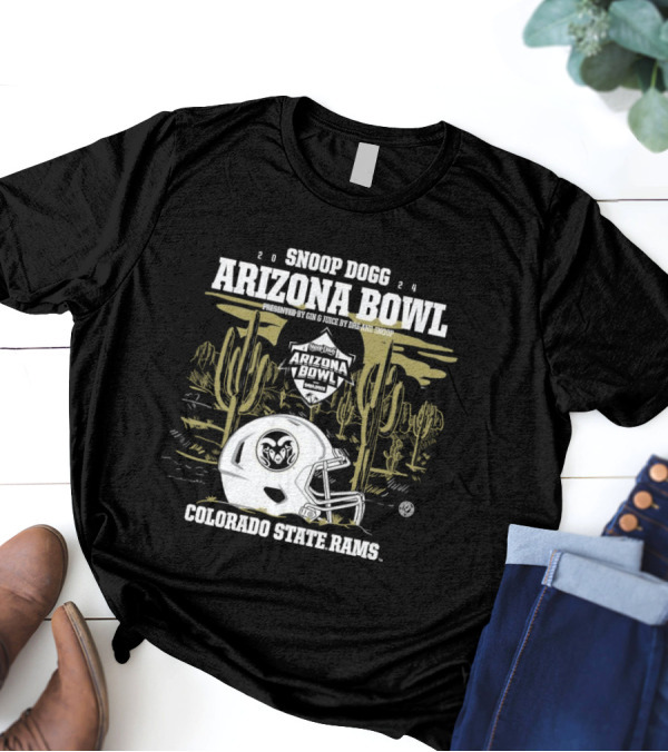 Colorado State Rams 2024 Snoop Dogg Arizona Bowl Presented By Gin And Juice Dre And Snoop Helmet Cactus Desert Scene T-Shirt