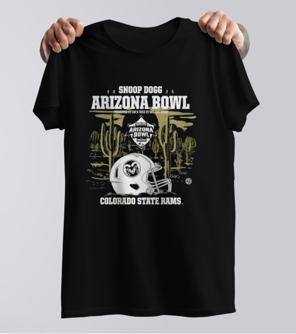 Colorado State Rams 2024 Snoop Dogg Arizona Bowl Presented By Gin And Juice Dre And Snoop Helmet Cactus Desert Scene T-Shirt