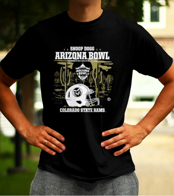 Colorado State Rams 2024 Snoop Dogg Arizona Bowl Presented By Gin And Juice Dre And Snoop Helmet Cactus Desert Scene T-Shirt