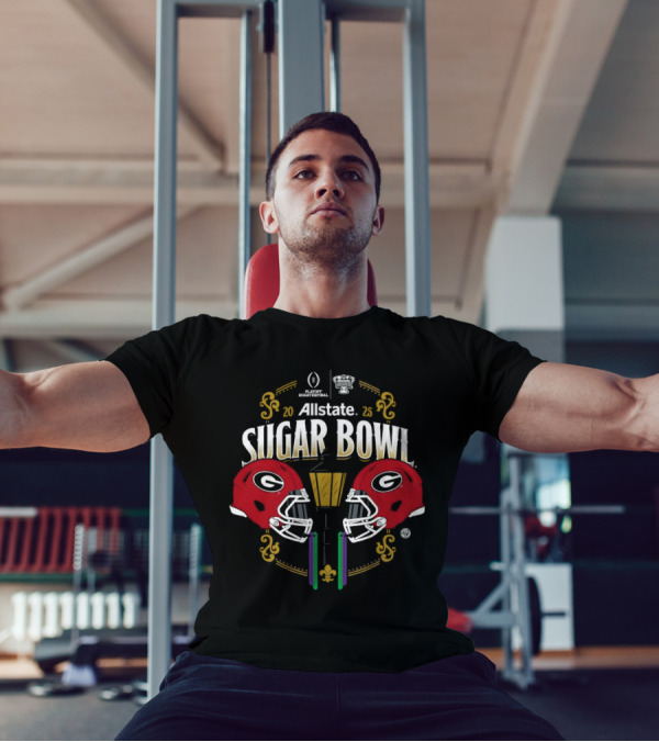 2025 Allstate Sugar Bowl Georgia Bulldogs Playoff Quarterfinal Helmet Caesars Superdome T-Shirt