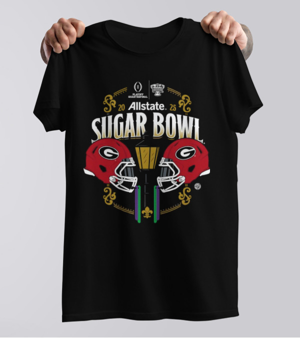 2025 Allstate Sugar Bowl Georgia Bulldogs Playoff Quarterfinal Helmet Caesars Superdome T-Shirt
