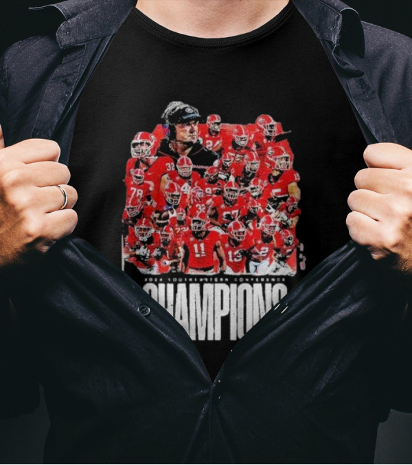 Georgia Bulldogs 2024 Southeastern Conference Champions Football Team T-Shirt