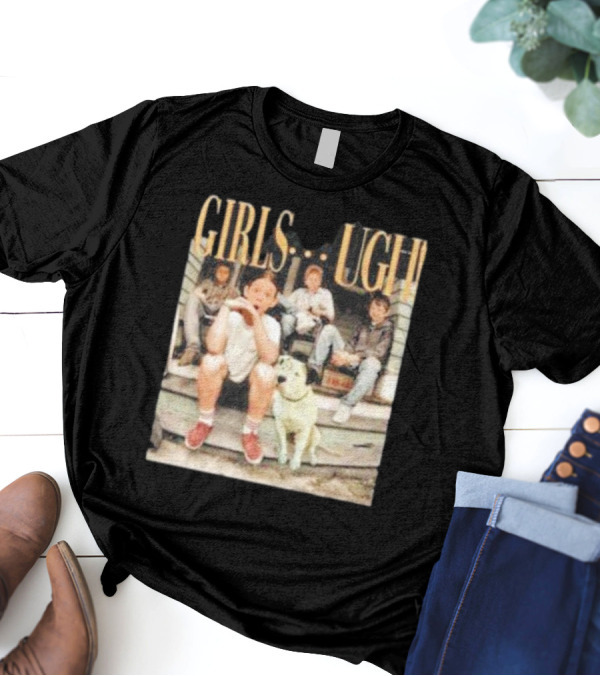 GIRLS UGH Thug Life Valentine Boys Sitting With Dog T-Shirt