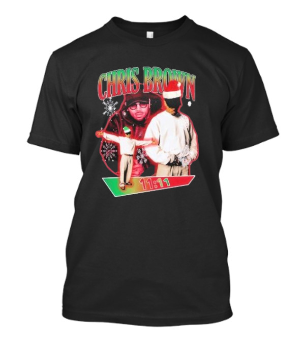 Chris Brown 11:11 Christmas Santa Hat Snowflakes T-Shirt