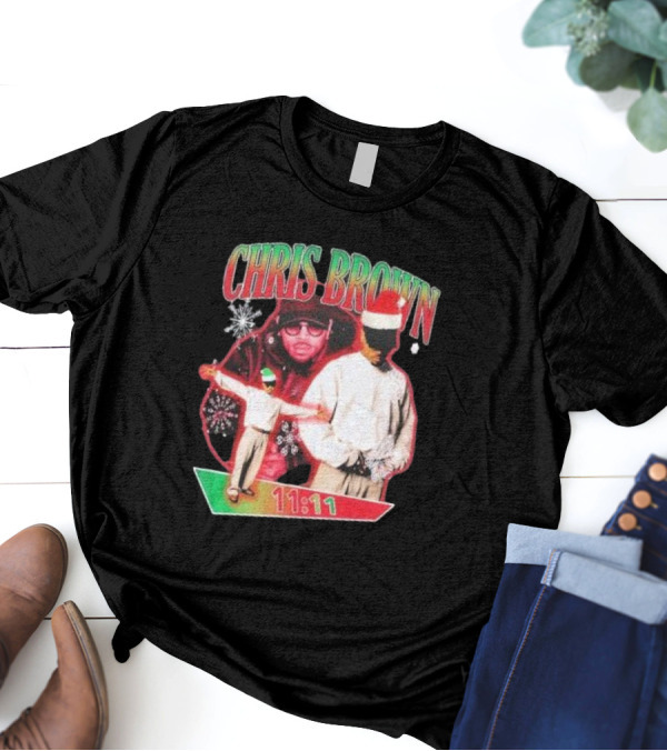 Chris Brown 11:11 Christmas Santa Hat Snowflakes T-Shirt