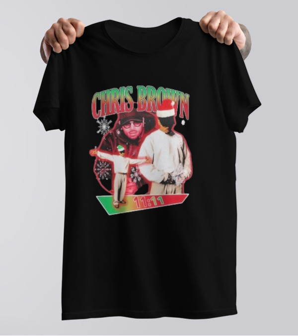 Chris Brown 11:11 Christmas Santa Hat Snowflakes T-Shirt