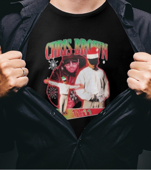 Chris Brown 11:11 Christmas Santa Hat Snowflakes T-Shirt