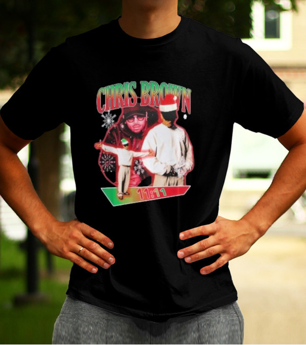 Chris Brown 11:11 Christmas Santa Hat Snowflakes T-Shirt