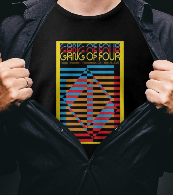 Gang Of Four Pappy + Harriet’s Pioneertown CA May 26 2025 Geometric Lines T-Shirt