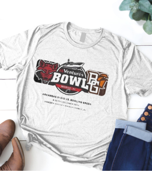 68 Ventures Bowl Arkansas State Vs Bowling Green Falcons At Hancock Whitney Stadium Mobile AL December 26 2024 NCAA Matchup T-Shirt