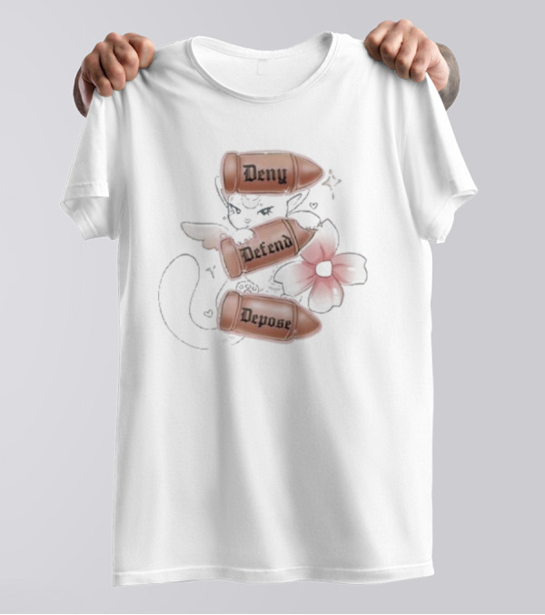 Sugary Carousel Deny Defend Depose Cat With Bullets And Flower T-Shirt