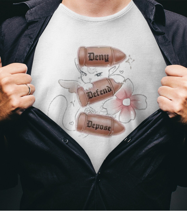 Sugary Carousel Deny Defend Depose Cat With Bullets And Flower T-Shirt