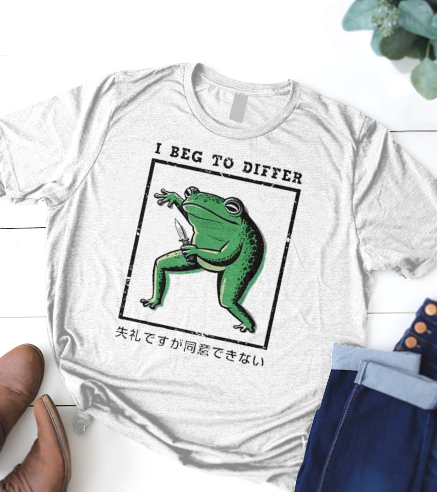 I Beg To Differ Frog Japanese Frog With Knife T-Shirt
