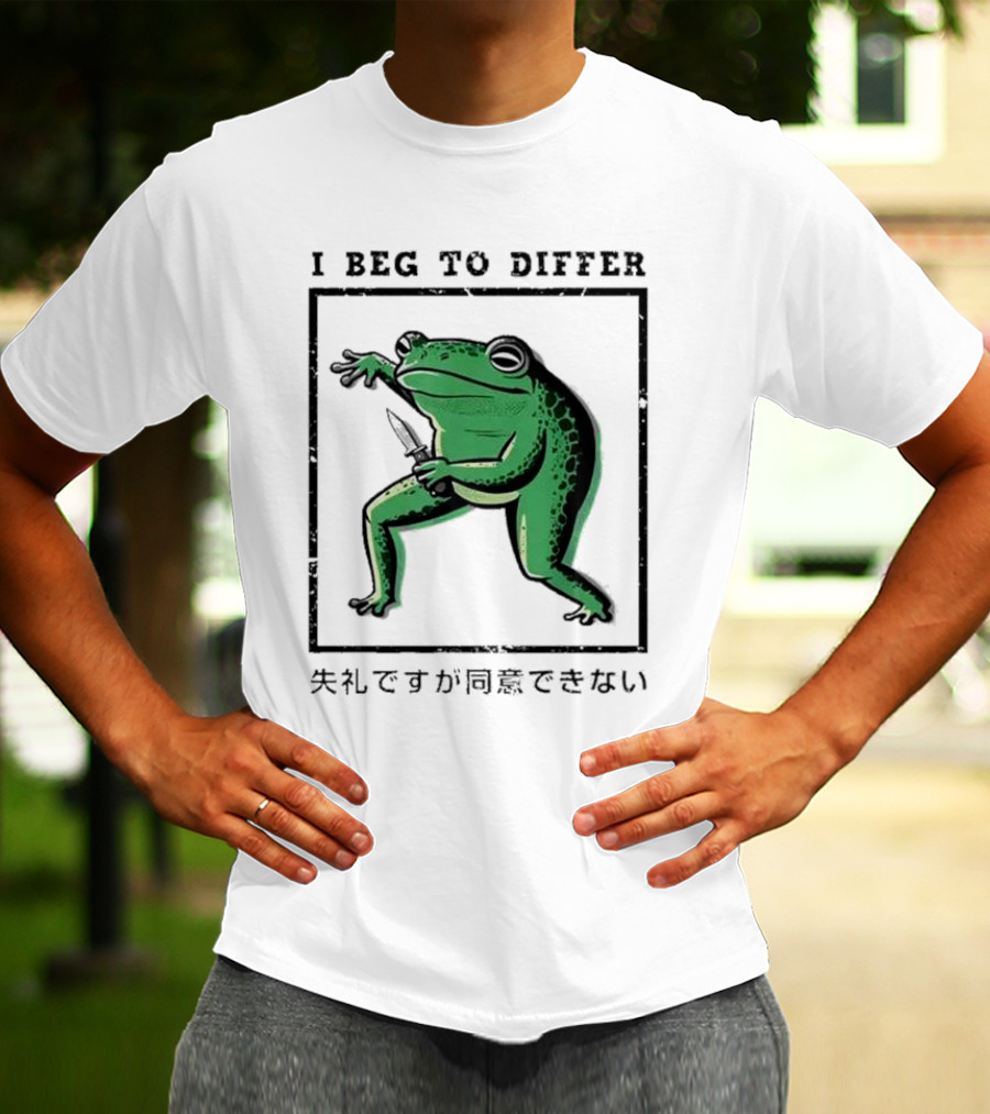 I Beg To Differ Frog Japanese Frog With Knife T-Shirt