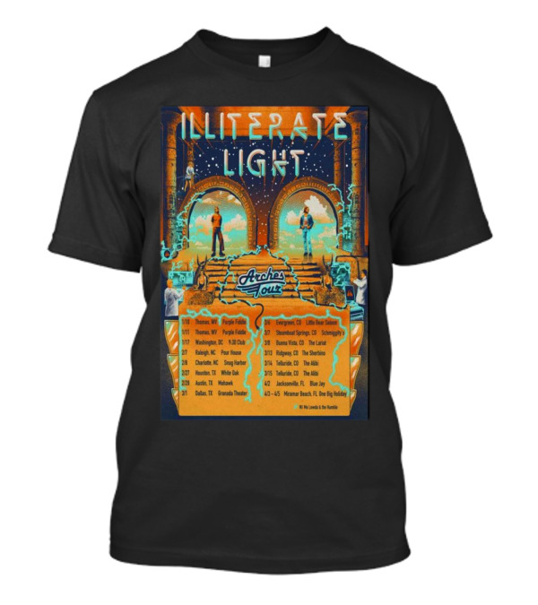Illiterate Light Arches Tour 2025 Concert Dates And Locations T-Shirt