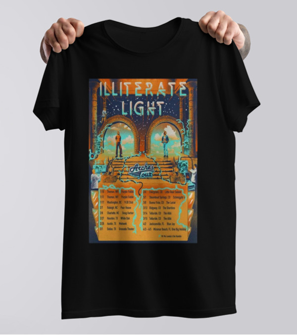Illiterate Light Arches Tour 2025 Concert Dates And Locations T-Shirt