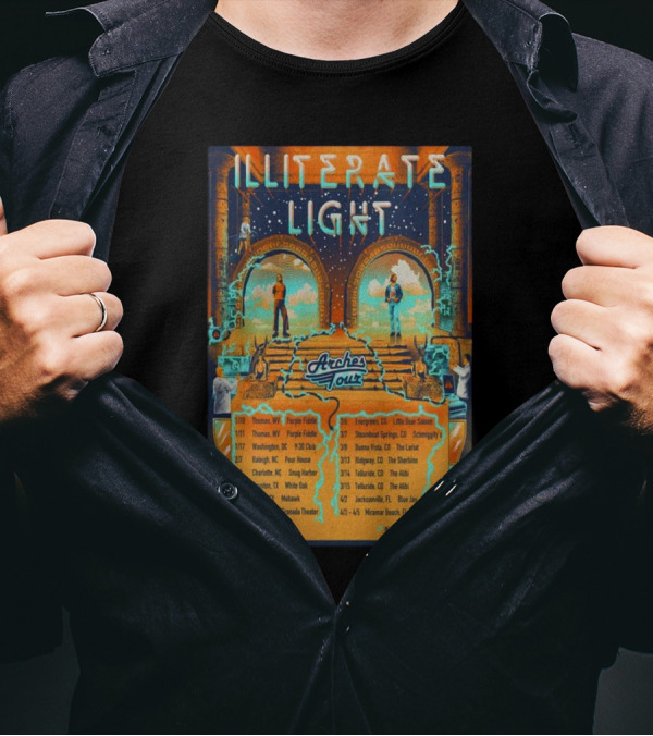 Illiterate Light Arches Tour 2025 Concert Dates And Locations T-Shirt