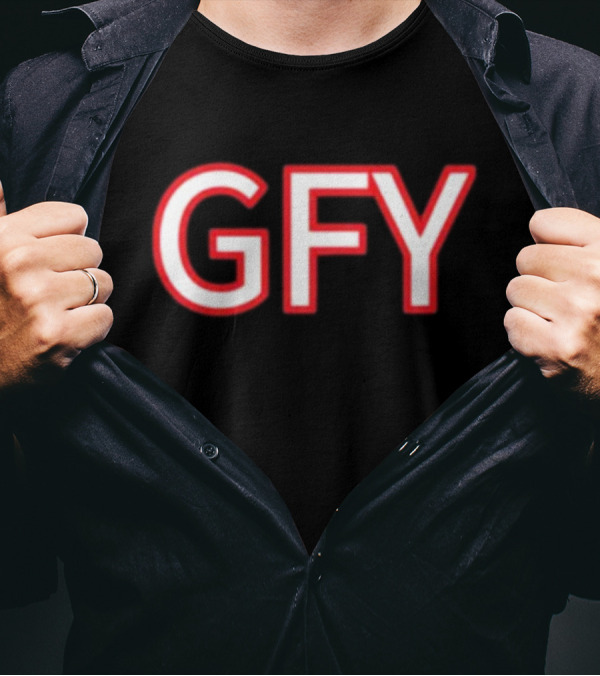 Elon Musk GFY Text Bold Red Outline T-Shirt