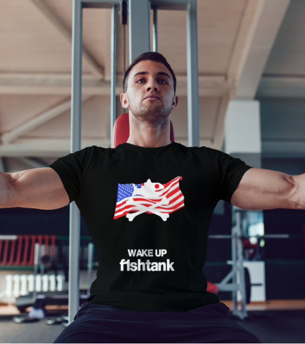 Jet Neptune Wake Up Fishtank American Flag Skull And Crossbones T-Shirt
