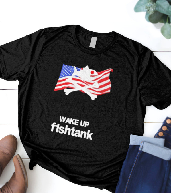 Jet Neptune Wake Up Fishtank American Flag Skull And Crossbones T-Shirt