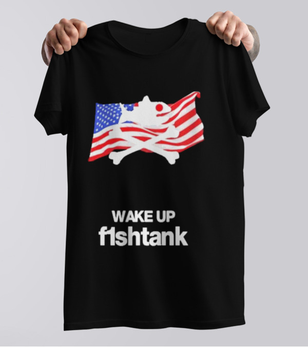 Jet Neptune Wake Up Fishtank American Flag Skull And Crossbones T-Shirt