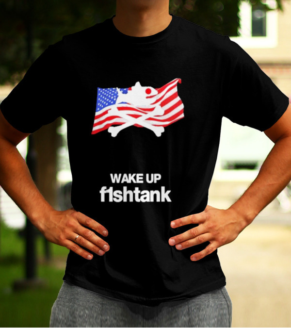 Jet Neptune Wake Up Fishtank American Flag Skull And Crossbones T-Shirt