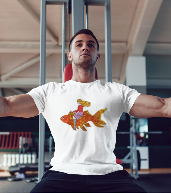 Kate Bollinger Riding Goldfish Retro Style Motif T-Shirt