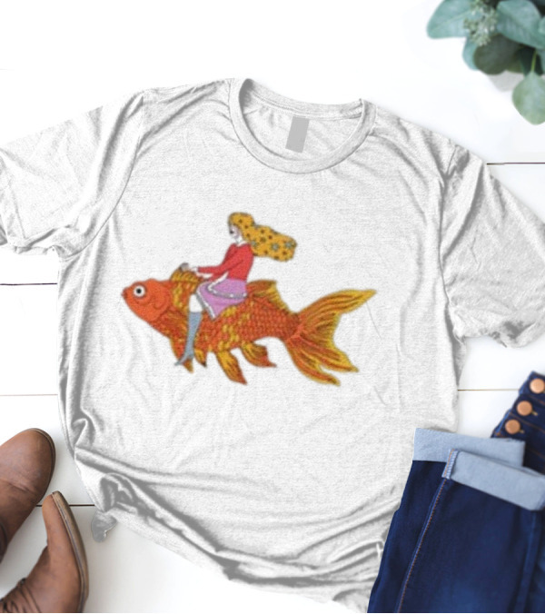 Kate Bollinger Riding Goldfish Retro Style Motif T-Shirt