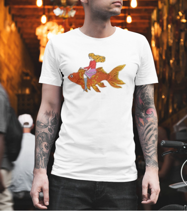 Kate Bollinger Riding Goldfish Retro Style Motif T-Shirt