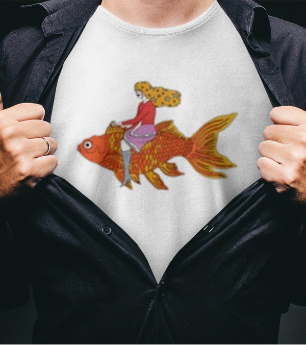 Kate Bollinger Riding Goldfish Retro Style Motif T-Shirt