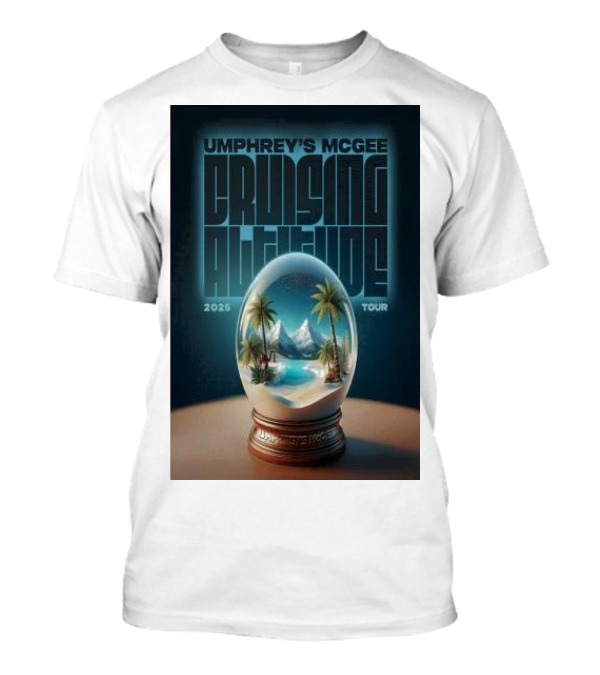 Umphrey’s McGee Cruising Altitude 2025 Tour Palm Landscape Globe T-Shirt