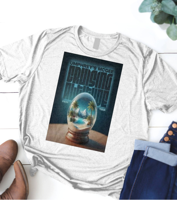 Umphrey’s McGee Cruising Altitude 2025 Tour Palm Landscape Globe T-Shirt