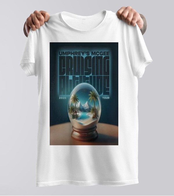 Umphrey’s McGee Cruising Altitude 2025 Tour Palm Landscape Globe T-Shirt