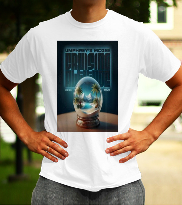Umphrey’s McGee Cruising Altitude 2025 Tour Palm Landscape Globe T-Shirt