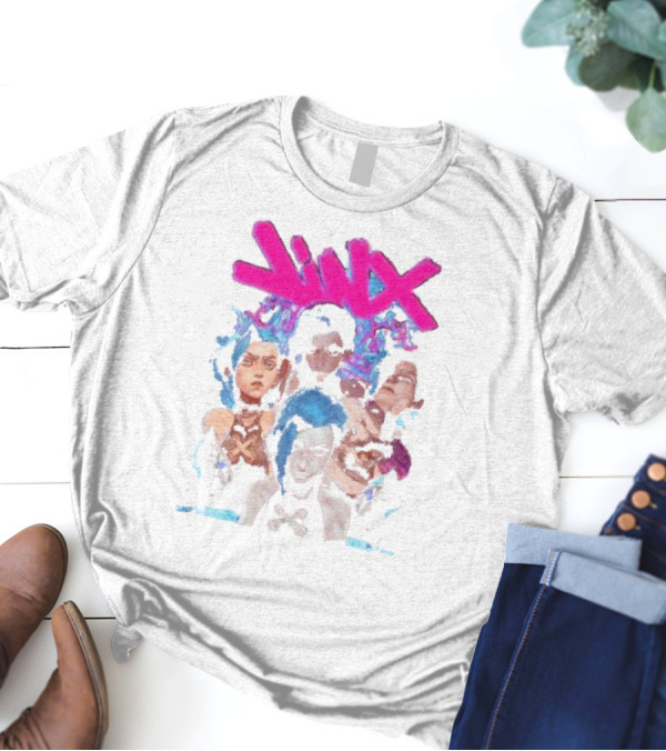 Jinx Arcane Vintage League Of Legends Character Montage T-Shirt