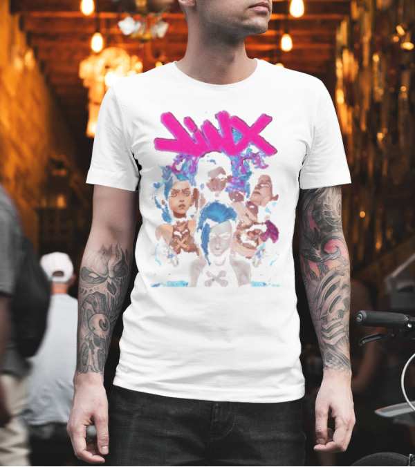 Jinx Arcane Vintage League Of Legends Character Montage T-Shirt