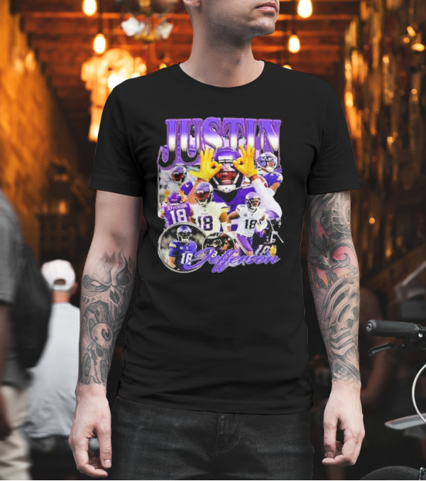 Justin Jefferson Wide Receiver 18 Minnesota Vikings Football Player T-Shirt