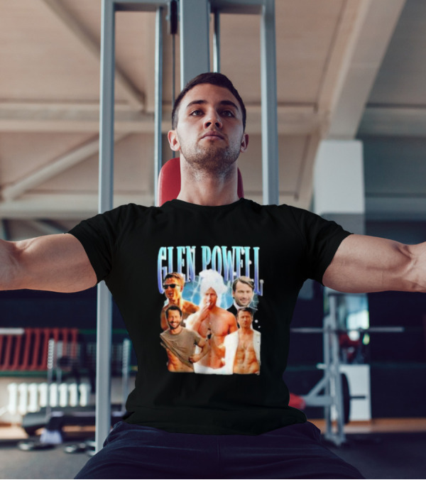 Glen Powell Kelsospade Multiphoto Collage T-Shirt