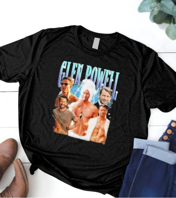 Glen Powell Kelsospade Multiphoto Collage T-Shirt